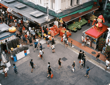 Crowded streets from above